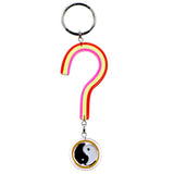 Yin Yang Question Mark Split-Ring-Keychain Red/Yellow