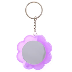 Flower Mirror Grape Lipgloss Comb Split-Ring-Keychain Purple/Silver-Tone