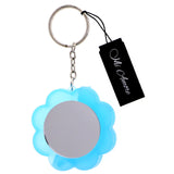 Flower Mirror Blueberry Lipgloss Comb Split-Ring-Keychain Blue/Silver-Tone