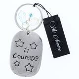 Courage Star Split-Ring-Keychain Silver-Tone/Blue