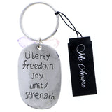 Strength Liberty Freedom Joy Unity Star Split-Ring-Keychain Silver-Tone/Pink
