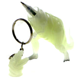 Glow in the Dark T Rex Hidden Pen Split-Ring-Keychain White/Silver-Tone