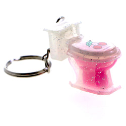 Toilet Lipgloss Cherry Split-Ring-Keychain Pink/Clear