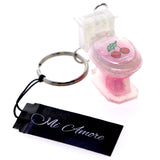 Toilet Lipgloss Cherry Split-Ring-Keychain Pink/Clear