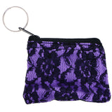Split-Ring Flower Coin-Purse-Keychain Purple/Black