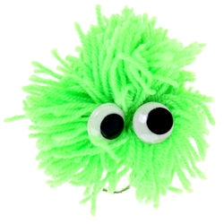 Googly-Eyed Yarn Monster Split-Ring-Keychain Green