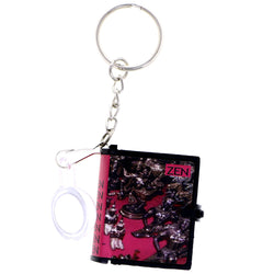 Mini Zen Book With Magnifying Glass Split-Ring-Keychain Red/Black