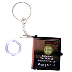 Mini Feng Shui Book With Magnifying Glass Split-Ring-Keychain Brown/Red