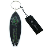 Alien Surf Board We Come In Peace Split-Ring-Keychain Black/Green