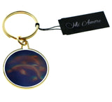 Dolphin Hologram Split-Ring-Keychain Gold-Tone/Clear