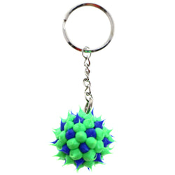 Squishy Spike Ball Split-Ring-Keychain Green/Blue