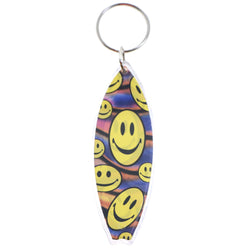 Smiley Face Surf Board Split-Ring-Keychain Yellow/Blue