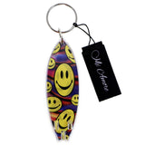 Smiley Face Surf Board Split-Ring-Keychain Yellow/Blue