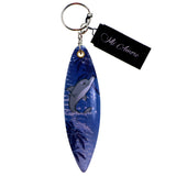 Dolphin Surf Board Palm Tree Split-Ring-Keychain Blue/Brown
