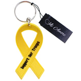Yellow Ribbon Support Our Troops Split-Ring-Keychain Yellow/Black