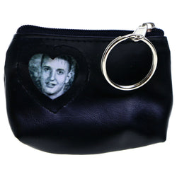 Coin-Purse Picture-Frame-Keychain Black/Silver-Tone