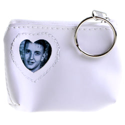 Coin-Purse Picture-Frame-Keychain White/Silver-Tone