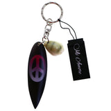 Peace Sign Surf Board Shell Split-Ring-Keychain Black/Purple