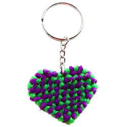 Squishy Spike Heart Split-Ring-Keychain Green/Purple