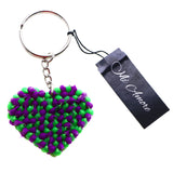Squishy Spike Heart Split-Ring-Keychain Green/Purple