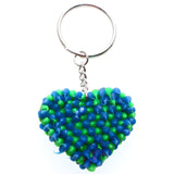 Squishy Spike Heart Split-Ring-Keychain Blue/Green
