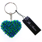Squishy Spike Heart Split-Ring-Keychain Blue/Green