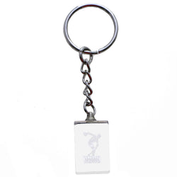 3D Laser Etching Basketball Player Dribble Split-Ring-Keychain Clear/White