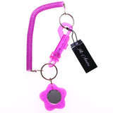 Flower  Mirror Stretch Lobster-Clasp-Keychain Pink/Silver-Tone