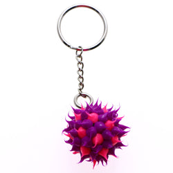Squishy Spike Ball Black Light Sensitive Split-Ring-Keychain Purple/Pink