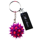 Squishy Spike Ball Black Light Sensitive Split-Ring-Keychain Purple/Pink
