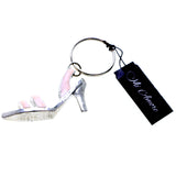 High Heel Shoe Split-Ring-Keychain Silver-Tone/Pink