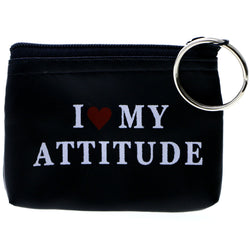 I Heart My Attitude Coin-Purse-Keychain Black/White