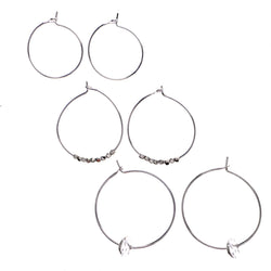 Mi Amore Simple Boho  Hoop-Earrings Silver-Tone