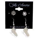 Mi Amore Winter Snowflake Glittery Ice Skates Multiple-Earring-Set Silver-Tone & White