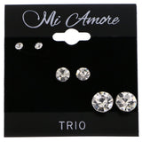 Mi Amore Set of 3 Multiple-Earring-Set Silver-Tone