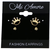 Mi Amore Crown Multiple-Earring-Set Gold-Tone