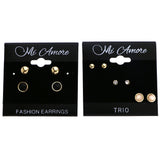 Mi Amore Simple Set of 5 Stud-Earrings Gold-Tone & Black