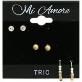 Mi Amore Multiple-Earring-Set Gold-Tone/Black