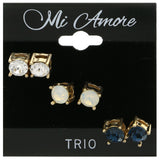 Mi Amore Multiple-Earring-Set Gold-Tone/Blue