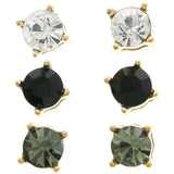 Mi Amore Multiple-Earring-Set Gold-Tone/Black