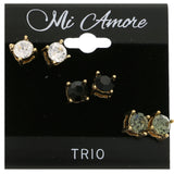 Mi Amore Multiple-Earring-Set Gold-Tone/Black