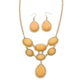 Mi Amore Necklace-Earring-Set Peach/Gold-Tone