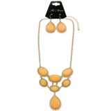 Mi Amore Necklace-Earring-Set Peach/Gold-Tone