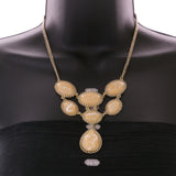 Mi Amore Necklace-Earring-Set Peach/Gold-Tone