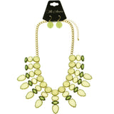 Mi Amore Necklace-Earring-Set Green/Gold-Tone