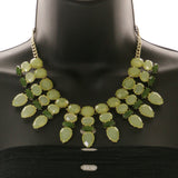 Mi Amore Necklace-Earring-Set Green/Gold-Tone