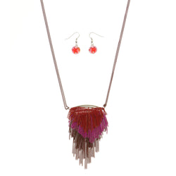 Mi Amore Necklace-Earring-Set Red/Pink