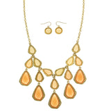 Mi Amore Necklace-Earring-Set Peach/Gold-Tone