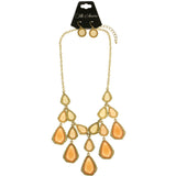 Mi Amore Necklace-Earring-Set Peach/Gold-Tone