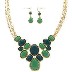 Mi Amore Necklace-Earring-Set Blue/Green